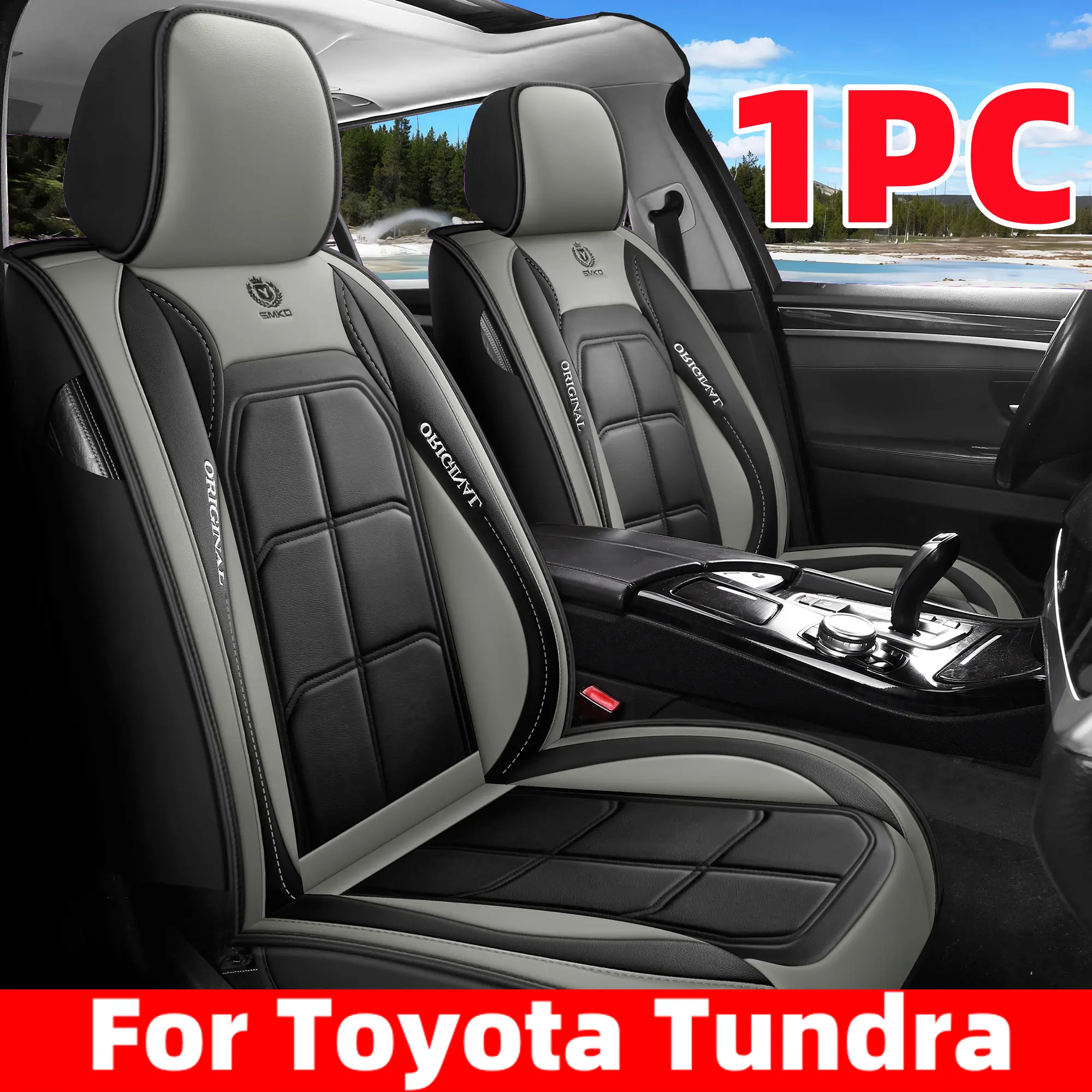 Enhance Comfort 1PC Car Seat Cover for Toyota Tundra Water-Resistant Wear-Resistant PU Leather Easy Installation Fully Enclosed Front Seats Single Seat Cover