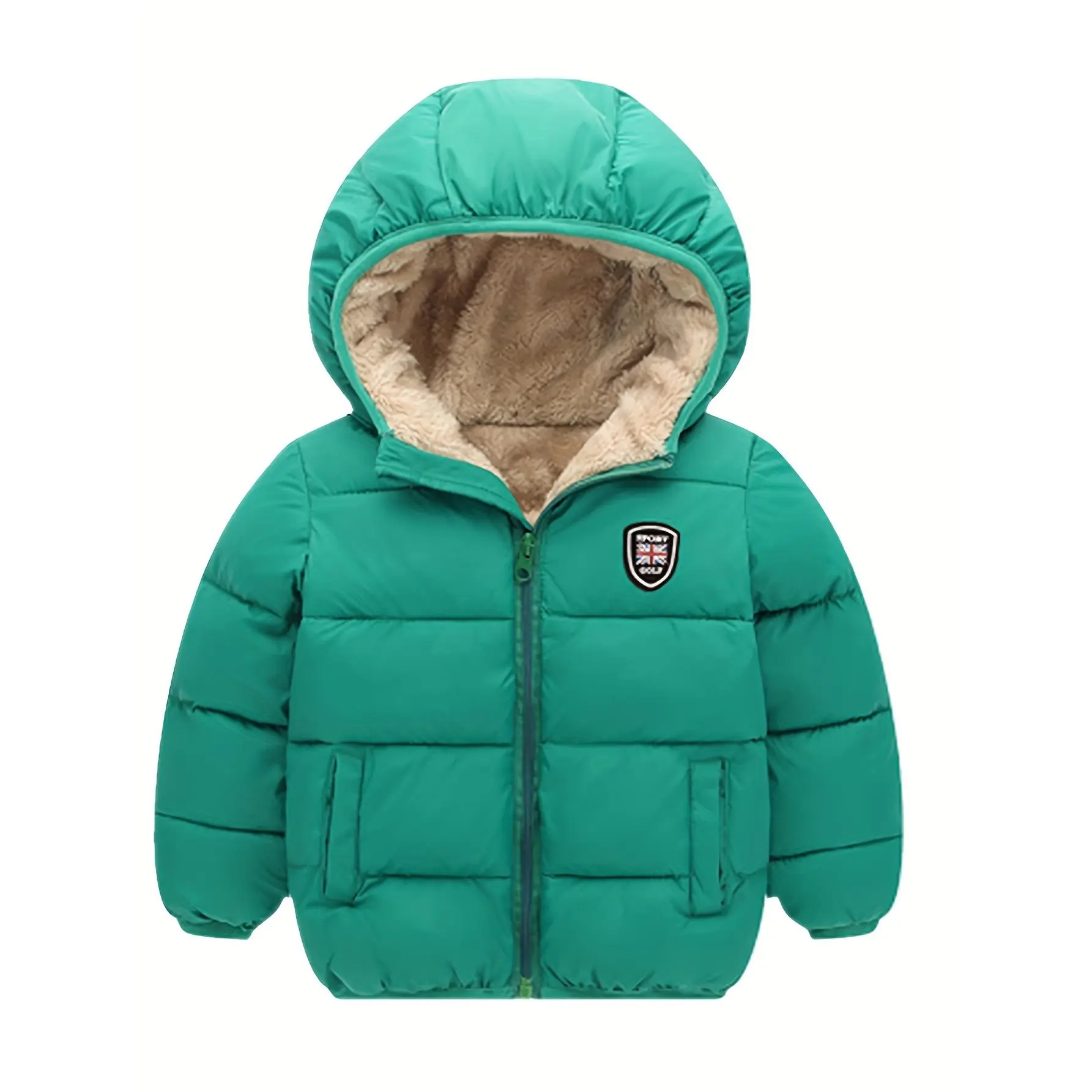 Kids' Casual Hooded Winter Coat, Polyester Fleece-Lined Windproof Thermal Long-Sleeve Jacket for Boys & Girls (2-3y, 3-4y), Windproof Coat, Plain, 2-7T, 2-7 Years