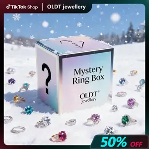 OLDT Mystery Ring Box - Fashion Jewelry 14K Gold Plating Zircon Rings Adjustable Size Fashion SurpriseGift Mysterious Perfect Ring Womens Gifts