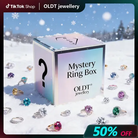 OLDT Mystery Ring Box - Fashion Jewelry 14K Gold Plating Zircon Rings Adjustable Size Fashion SurpriseGift Mysterious Perfect Ring Womens Gifts
