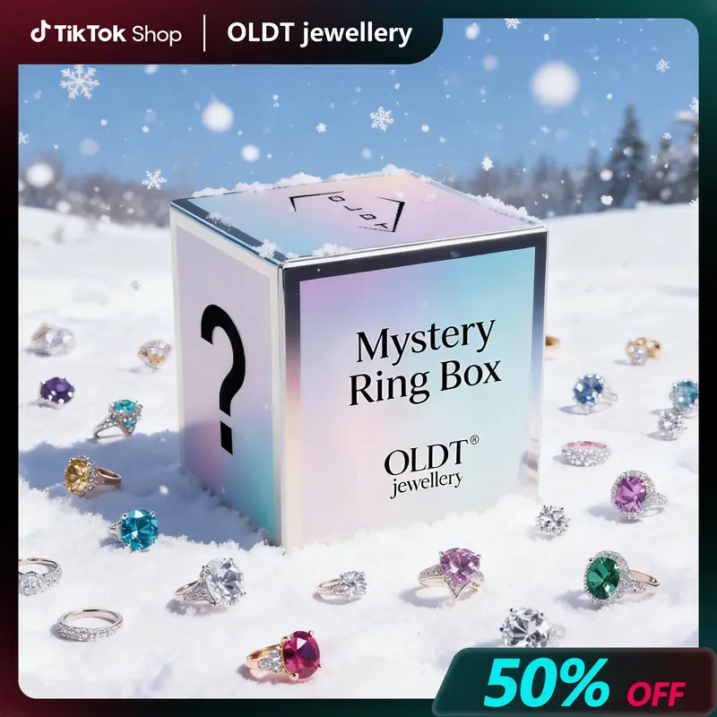 OLDT Mystery Ring Box - Fashion Jewelry 14K Gold Plating Zircon Rings Adjustable Size Fashion SurpriseGift Mysterious Perfect Ring Womens Gifts