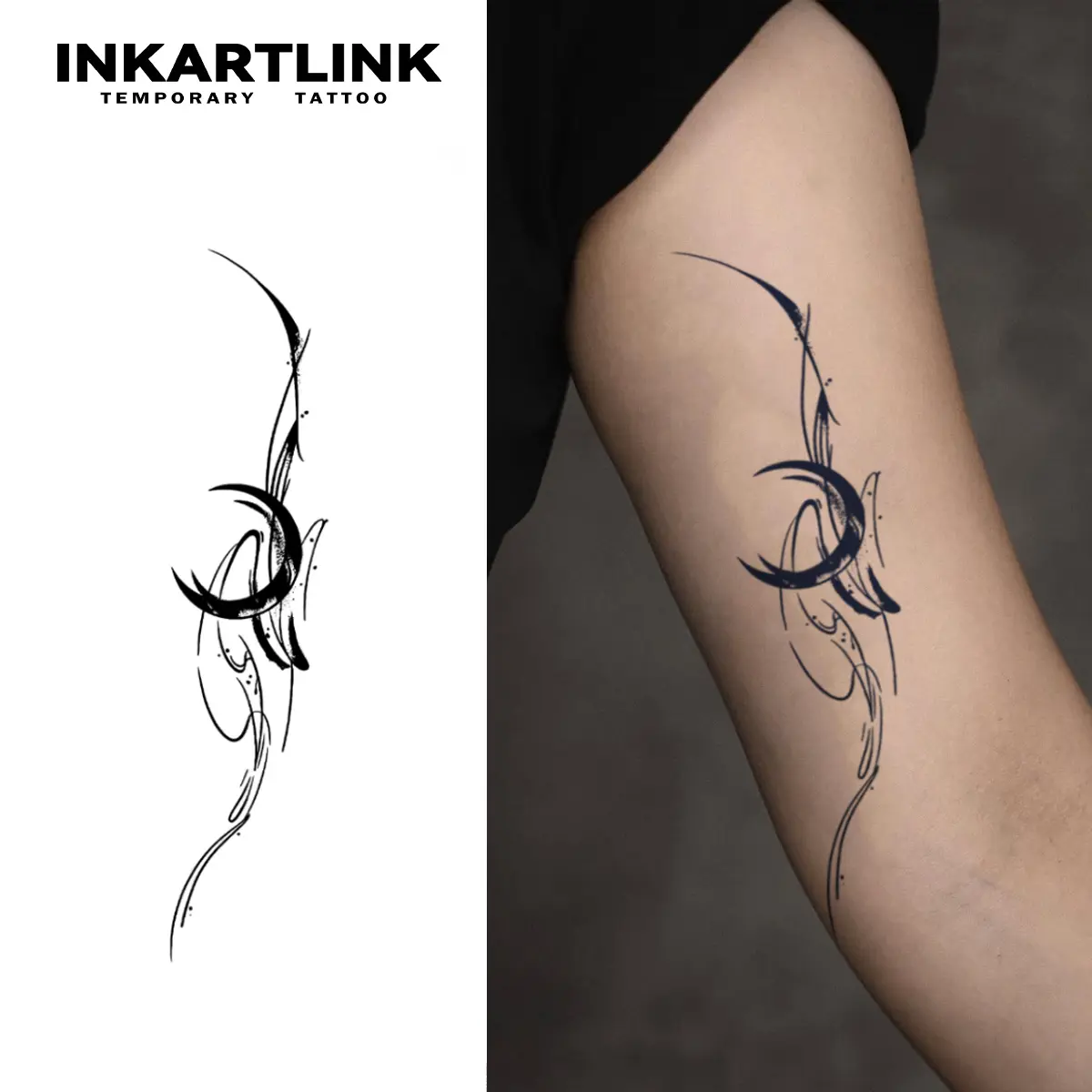 INKARTLINK Tattoo Tech, 2 Sheets Medium Semi Permanent Tattoo, Adult Art Design Temporary Tattoos, Lasts 1-2 Weeks, Waterproof, Realistic Look (Streamlined Butterfly Design)