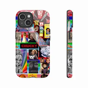 Chucky Licensed Retro Collage Phone Case for Horror Fans - Durable Shockproof Design with Iconic Movie Imagery Compatible with iPhone 11/12/13/14/15/16 (Pro Max/Plus) Protection Casing