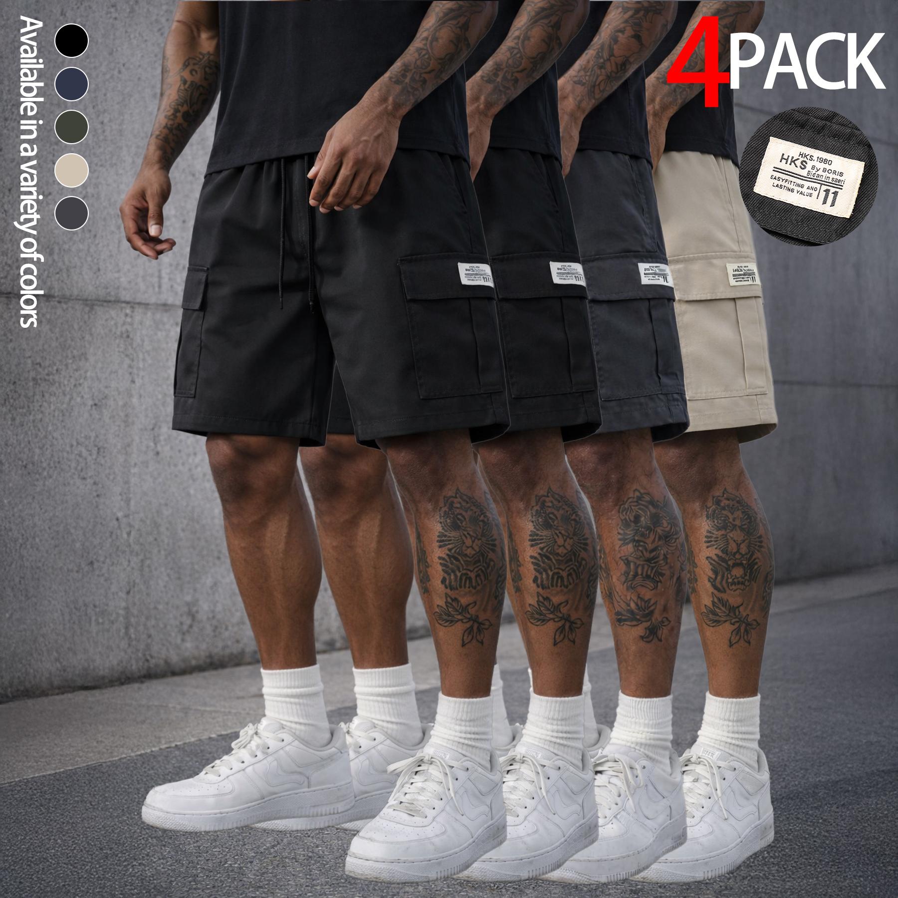 Mens Cargo Shorts Techwear Gorpcore Urban Utility Multi Flap Pockets Loose Fit Wide Leg Drawstring Summer Casual Streetwear High Street Vibe Cityboy Tactical Outdoor Hiking Athletic Workout Daily Wear Half Pants Multi Pack Bundle Fashion Basics Essentials