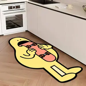 Cartoon Skateboard Pattern Kitchen Mat, 1 Count Non-slip Kitchen Rug, Soft Floor Mat, Decorative Carpet for Home Kitchen Living Room Bedroom