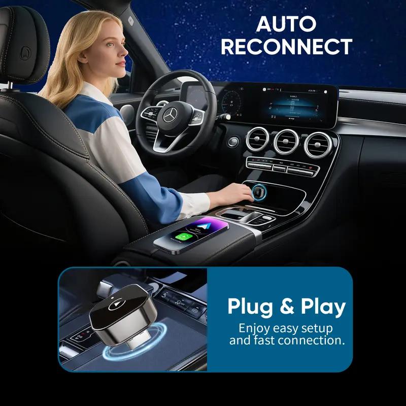 2026 Latest Upgrade Wireless carplayAdapter for iPhone/Android Auto- Fast Connection,NoLatency,Hands-Free Call wireless adapter Mini USB Designfor Cars with Wired CarPlay Plug and Play Easy Use.pleasemake sure the car has wired CarPlay