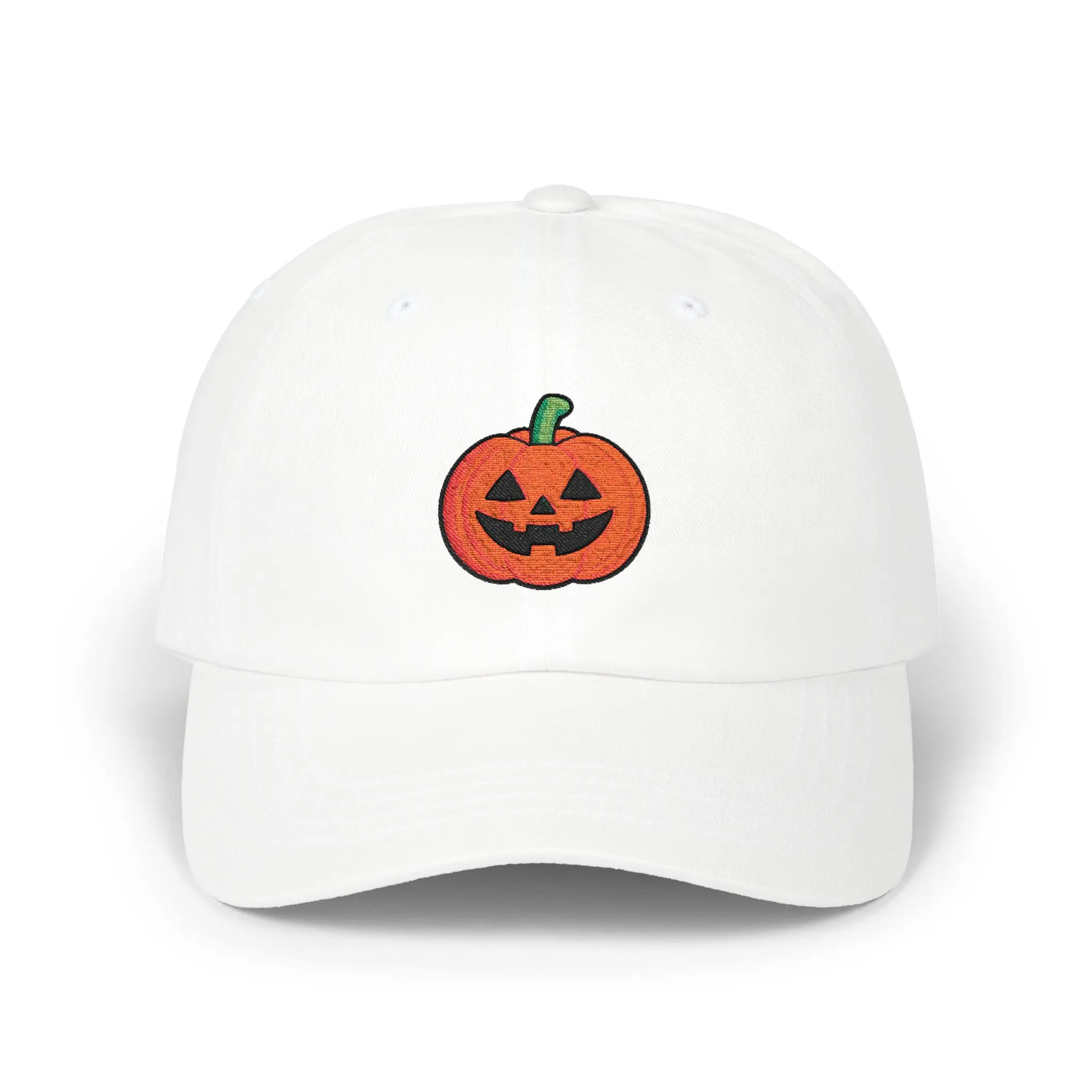 Unisex Halloween Pumpkin Embroidered Cotton Baseball Cap - Jack-O-Lantern Design, Adjustable Buckle, Casual Wear