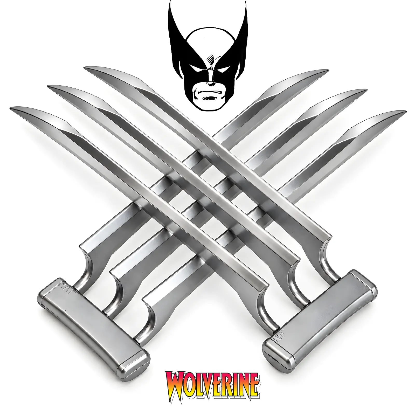 Marvel Wolverine Claws Costume Accessory, 1 Pair High-Strength ABS Cosplay Props, Adult 27cm or Kids 19cm, Metallic-Look Halloween Dress-Up