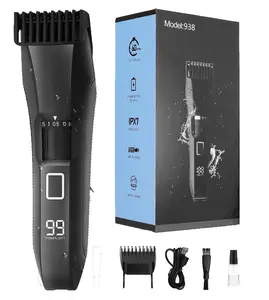 Men's Beard Trimmer, 20 Length Adjustable Cordless Waterproof Clippers, Stainless Steel T-Blade for Precision Facial Hair Trimming, with 2 Guide Combs, Travel Lock & LED Display