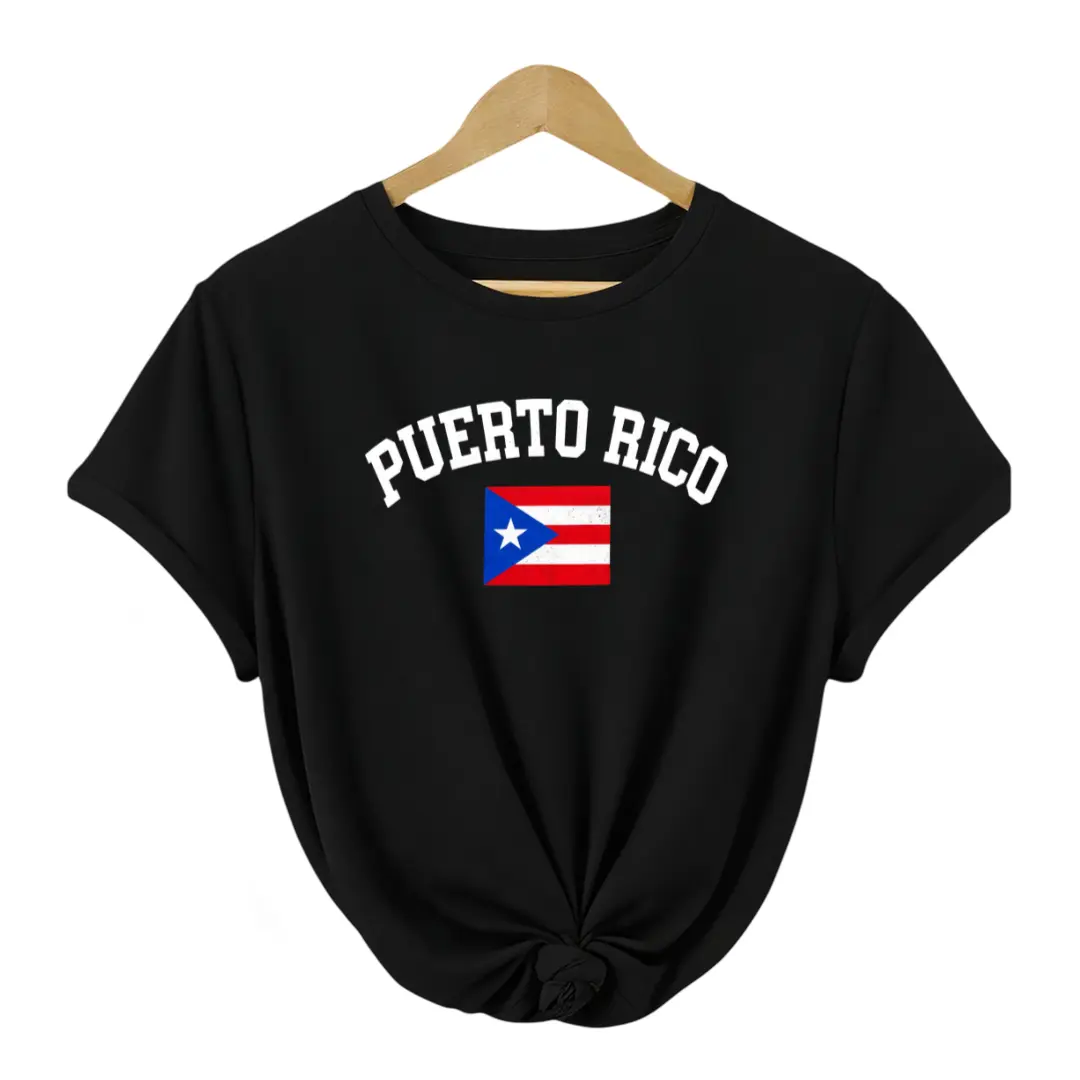 Women’s Puerto Rico Flag Print T-Shirt,Soft Breathable Summer Streetwear Basic Tee for Daily Wear and Casual Outfit Styling