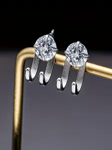 2pcs Men's Stainless Steel Cubic Synthetic Zirconia (-Alternative) Hoop Earrings - Heavy Duty Hypoallergenic Square Bezel Setting, Modern Minimalist & Hip-Hop Style, Secure Comfort Fit for Everyday & Party Wear, Year-Round Men's Jewelry