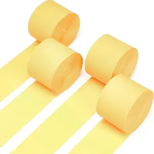 PartyWoo Light Yellow Crepe Paper Streamers - 4-Piece, 328ft Pack - Pastel Festive Decor for Birthday, Summer Sunflower Themed Events