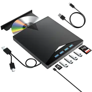 7-in-1 USB 3.0 & Type-C DVD Player, Portable CD/DVD Burner, External DVD Drive for Laptop and Desktop PC, Compatible with Windows 11/10/8/7 and Linux, Optical Drive