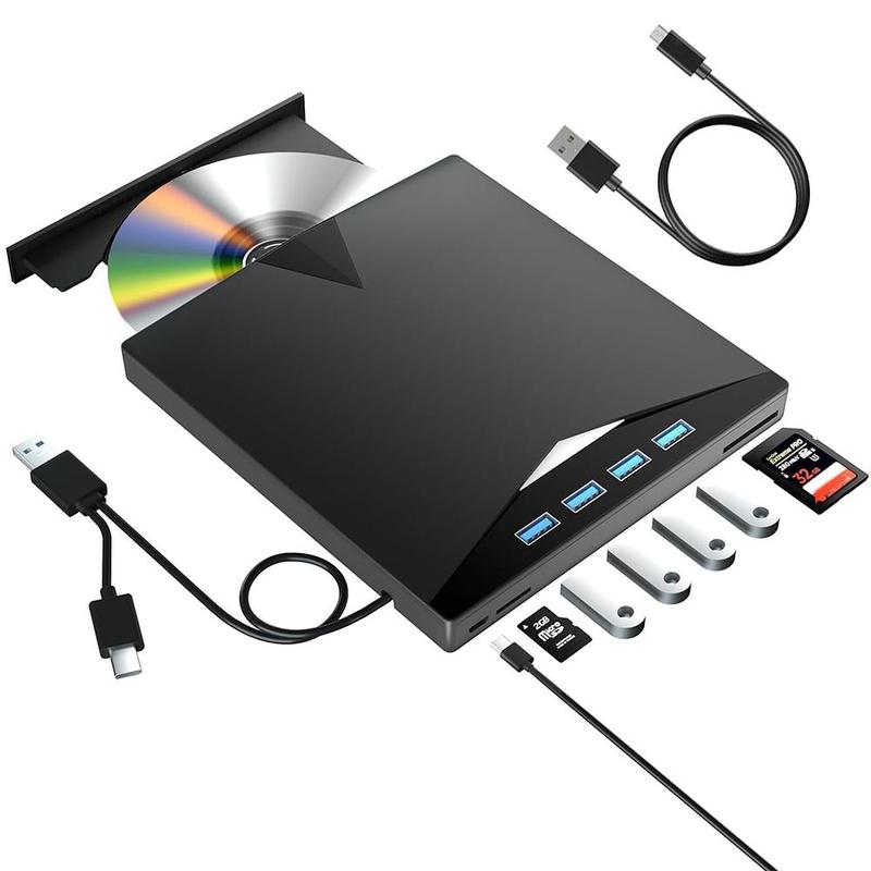 USB Flash Drive 7 in 1 USB 3.0 & Type-C DVD Player, Portable CD/DVD ...