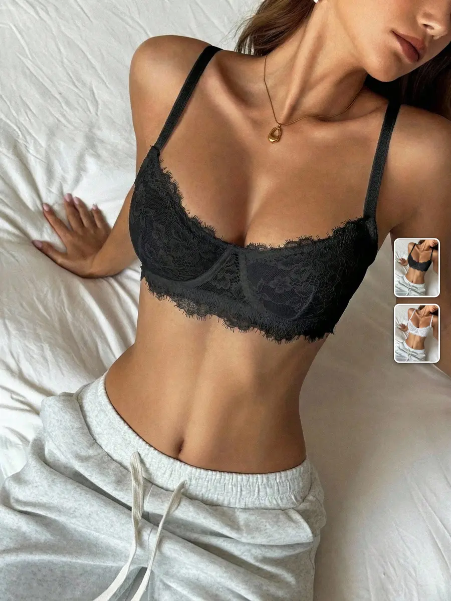 Comfort Lace Bralette Floral Wireless Soft Support Everyday Intimates