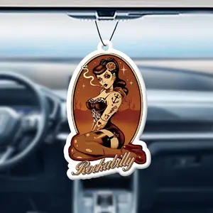 Vintage Girl Pattern Car Air Freshener, Car Rear-view Mirror Perfume Paper Hanging Fragrance Tablet, Car Interior Decoration Accessories