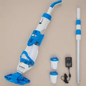 Cordless Pool Vacuum, Handheld Rechargeable Pool Cleaner with Extension Pole, 13.4" 2-Speed Detachable Brush Head, 18.5 GPM, 60Min Runtime, 120 Mesh Filter for Above/Inground Pools, Spa, Hot Tub, Inflatable Pool Accessories
