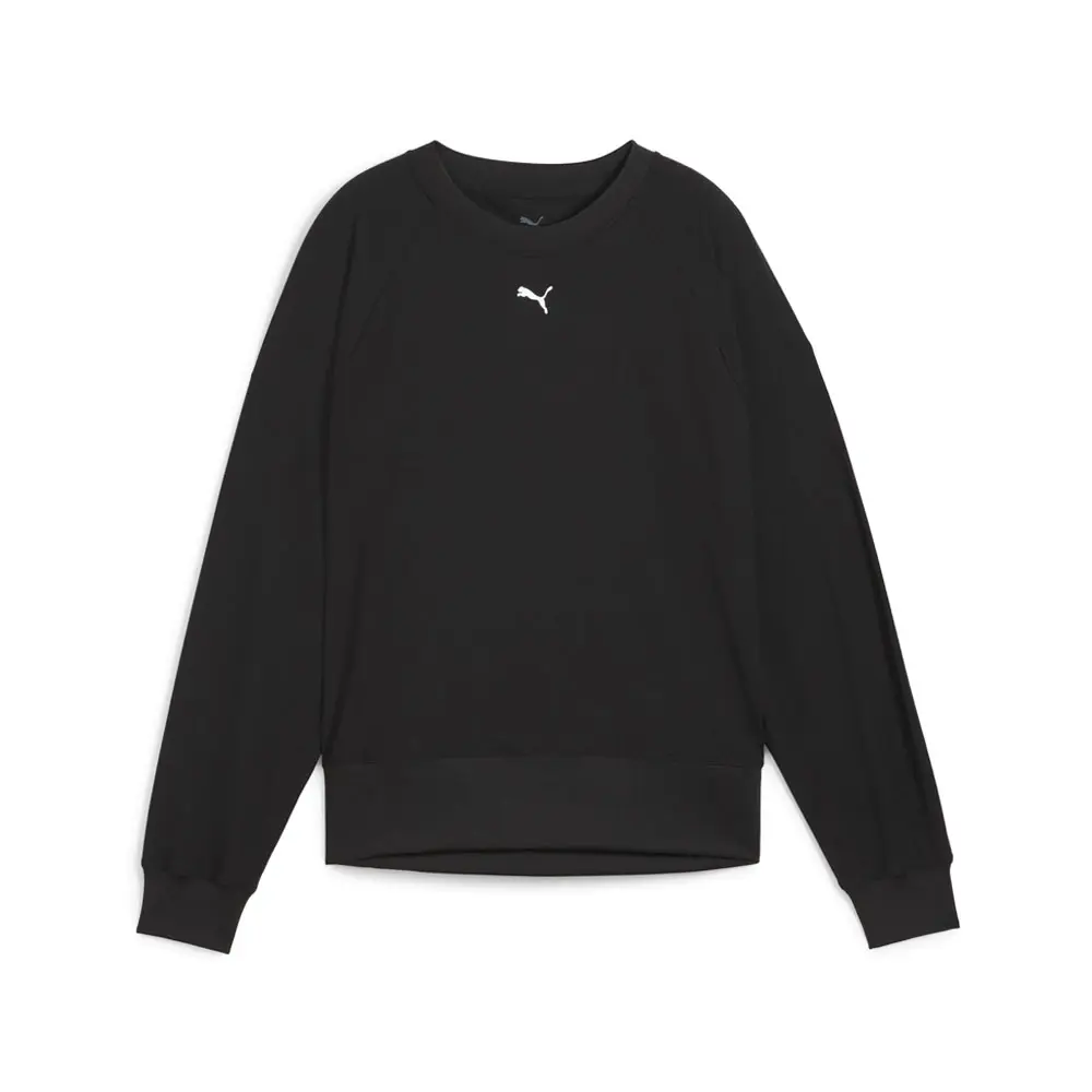 PUMA Womens Cloudspun Fashion Midlayer Crew Neck Sweatshirt Casual - Black
