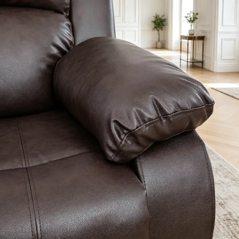 Retro Semi-PU-PVC Faux Leather Convertible Chaise Conversation Sofa Set - Indoor Floor Sofa Lounge, Faux Leather Couch, Delicate Texture, Low-Maintenance, Quick Clean-Up, Adjustable Arms, Assembly Required, Ideal for Friends, Homebody Lifestyle