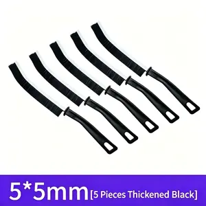 Multi-Purpose Hard Bristle Crevice Cleaning Brush -Deep Reach Gap Cleaning Tool for Household Use -Versatile, Durable, Thin Brush to Clean Tight Spaces -5 Pcs, Black Set Set Set Set Set