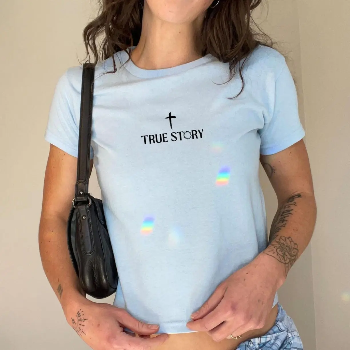 True Story Baby Tee, Jesus Cross True Story Baby Tee, Womens Baby Tee