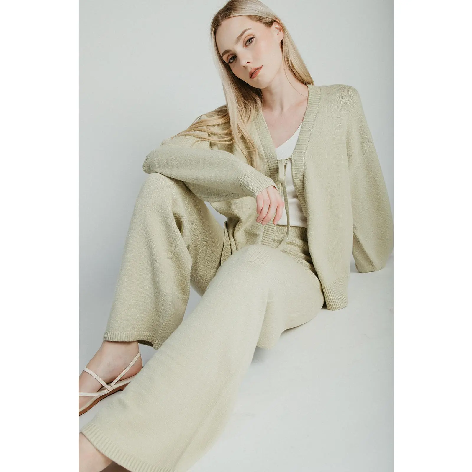 The Timo Knit Cardigan Set in Sage