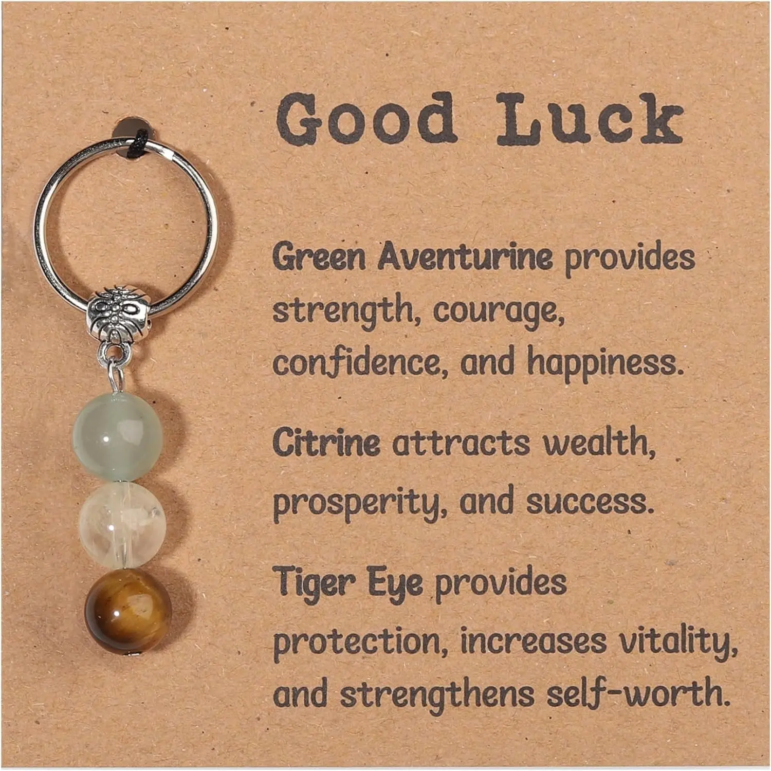 Watercolour Natural Crystal Small Keychain for Women, 8mm Beaded Calming Stones for Anxiety Relief and New Beginnings, Anniversary, Positive Vibes, Solid Beads, Ceremony, Crystal Beads, Round