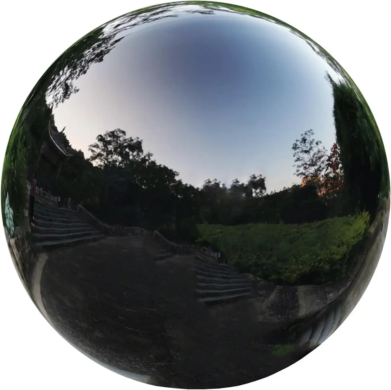 8-in Black Stainless Steel Gazing Globe Mirror Ball, Shiny Hollow Sphere Party Decorations, Housewarming Outdoor Ornament (Home Supplies)