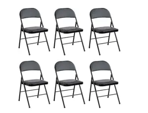 A7."GIANNA 6 Pack Sturdy Metal Folding Chair, PU Leather Metal Frame, Water-Resistant - Ideal for Meetings, Weddings, and Gatherings, Black "