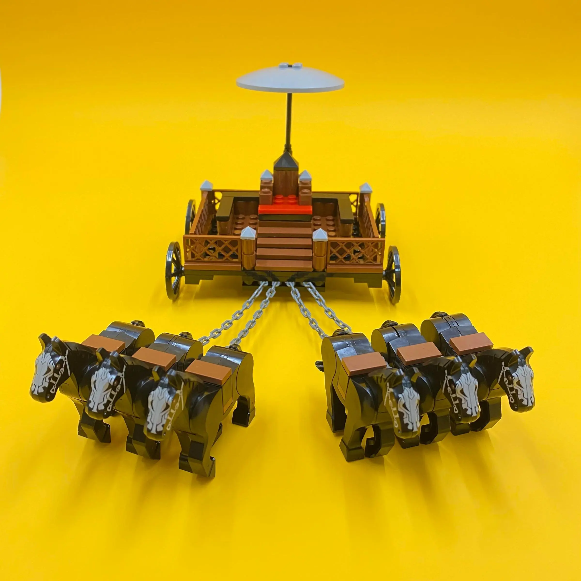 MOC Qin State Chariot Building Blocks Toy, Four Horses Chariot, Double Chariot, Six Horses Chariot, Small Particle Children's Building Blocks Toy, Moc Blocks Set, Building Block Model