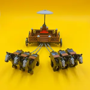 MOC Qin State Chariot Building Blocks Toy, Four Horses Chariot, Double Chariot, Six Horses Chariot, Small Particle Children's Building Blocks Toy, Moc Blocks Set, Building Block Model
