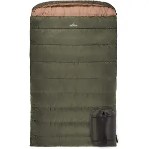 Teton Mammoth Queen Size Double Sleeping Bag- a Warm Bag the Whole Family Can Enjoy – Great for Camping, Hunting and Base Camp. Compression Sack Included TETON Sports