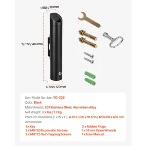 VEVOR Cigarette Butt Receptacle, Stainless Steel Cylinder Cigarette Butt Container, Wall Mounted and Weatherproof Outdoor Cigarette Butt Disposal for Garden, Office, Restaurant, Hotel, Bar, Black