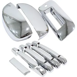 Pack of 4 Chrome Exterior Outside Outer Door Handle and 2 Upper Half Mirror and Trunk Liftgate Tailgate Handle Cover for Chevrolet Silverado 2007-2014