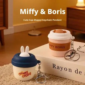 Miffy & Boris Cute Cup-Shaped Keychain Pendant Silicone Stress-Relief Toy Creative Backpack Decoration