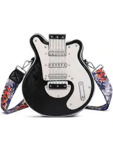2025 Y2K Guitar Shaped Medium Vegan Leather Crossbody Bag Purse with Adjustable Strap & Multi-Purpose Design for Women