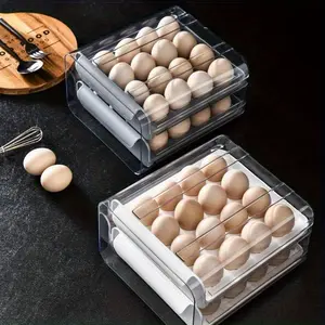 Stackable 32-Grid Egg Rack, Transparent Food Grade Acrylic/polypropylene Storage Container, Space Saving, Durable, Easy to Clean, Stackable Fridge Organizer