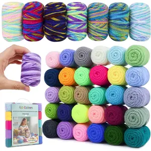 40 Colors Crochet Yarn Kits, 1399 Yards Acrylic Yarn for Knitting, Beginner Crochet Kit with 4.0mm Ergonomic Crochet Hooks