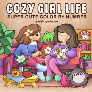 Cozy Girl Life Color by Number: Super Cute Coloring Book for Adults and Teens featuring Little Hygge Spaces, Cat Mom and Daily Moments
