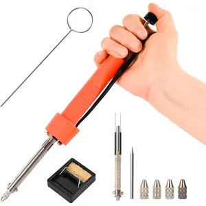 30W Dual-Use Electric Desoldering , Solder Sucker & Iron with Multiple Nozzles, High-Temp Heatproof Handle, Portable Desoldering Tool for Precision Solder Removal (EDS-91)