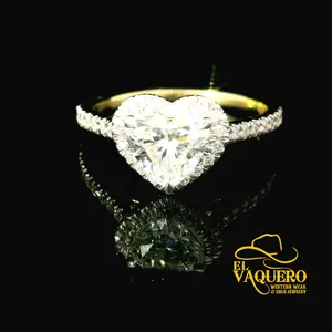 14K Gold Heart Solitaire CVD Diamond Engagement Ring