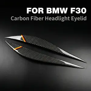 2-Piece Carbon Fiber Headlight Eyebrow Decals Specifically for BMW F30 3 Series (2012 - 2019) High-Quality Eyelid Trim Stickers for Premium Styling