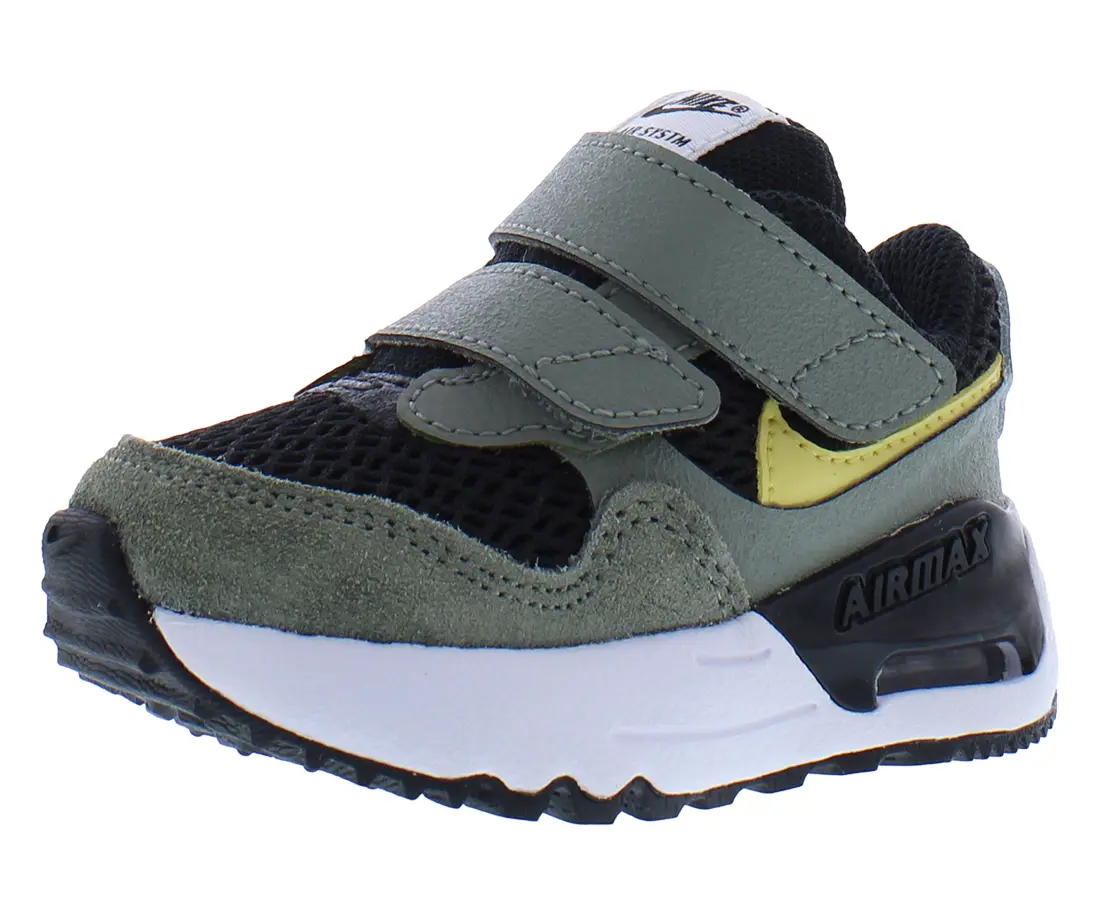 Nike Air Max SYSTM Unisex Infant & Toddler Sporty Shoes - Toddler Size, Velcro Closure, 2-3 Years Baby & Maternity Footwear, Black/Saturn Gold/Dark Stucco