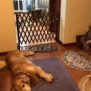 Retractable Wooden Pet Gate for Dogs Cats - Easy Install Indoor Safety Barrier for Home, Bedroom, Doorway & Stairs