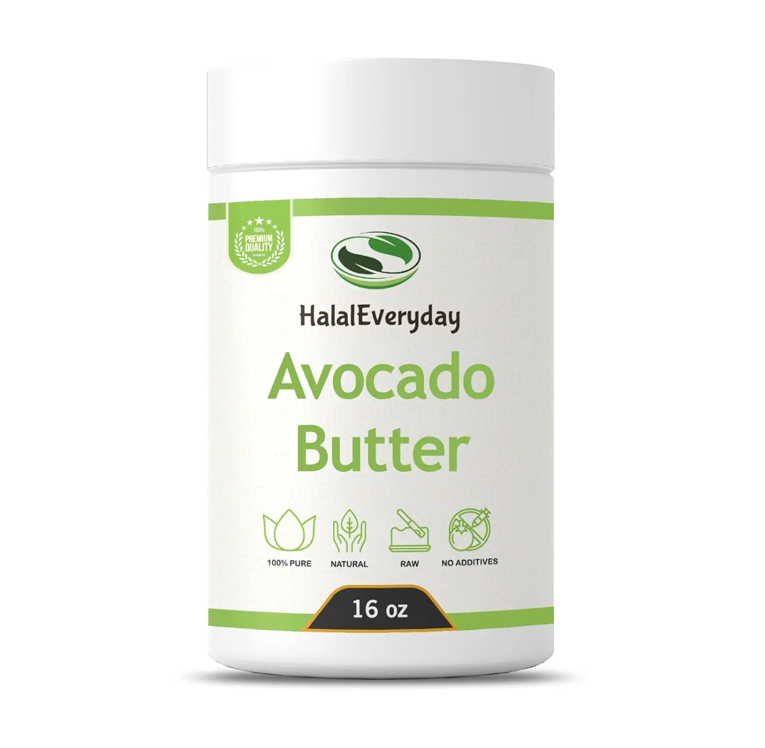 HalalEveryday Avocado Butter 16 Oz 100% Pure Natural Unrefined Smooth Creamy for Moisturizing Skin Hair Hydration No Additives