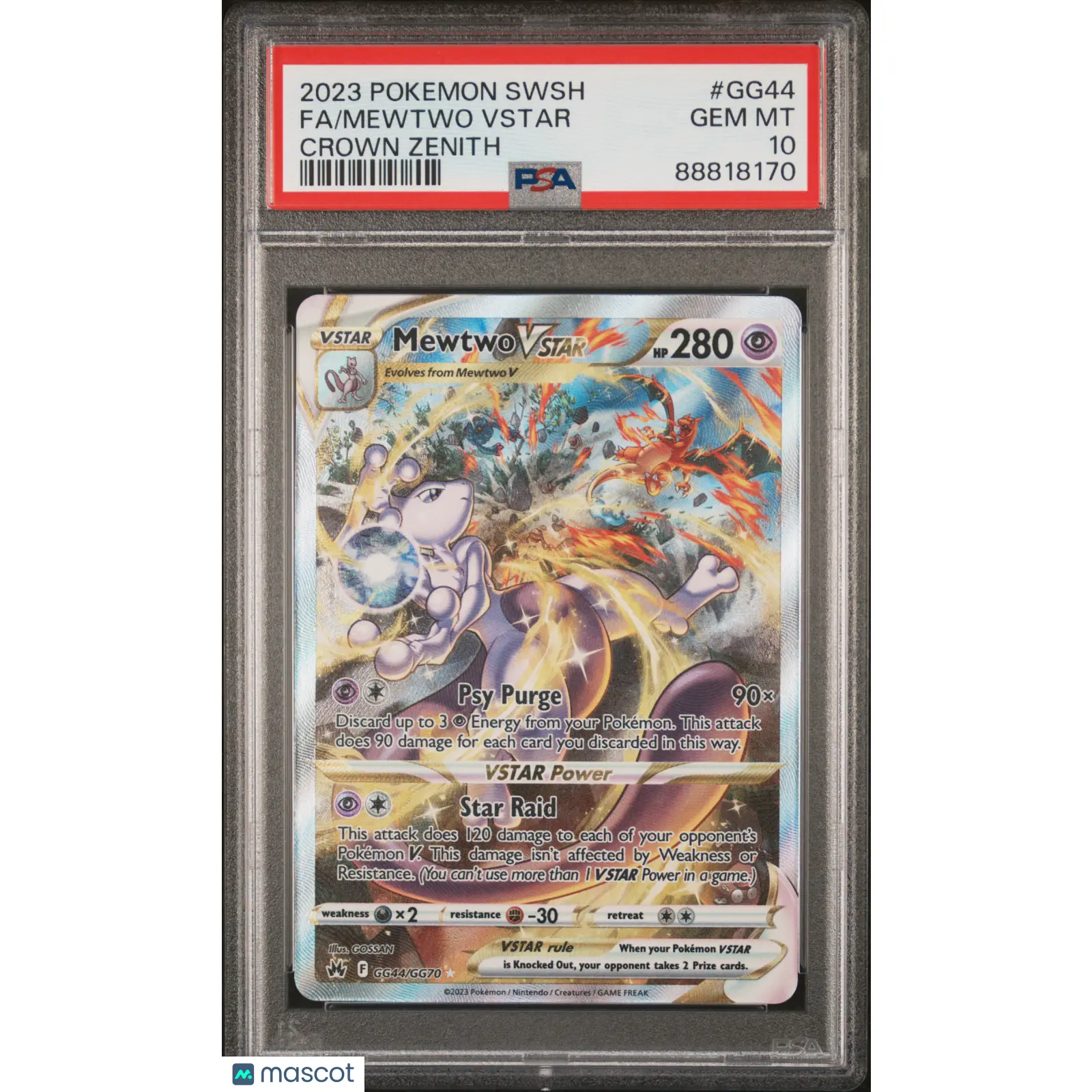 2023 Pokemon Sword And Shield Crown Zenith Mewtwo VSTAR #GG44 PSA 10