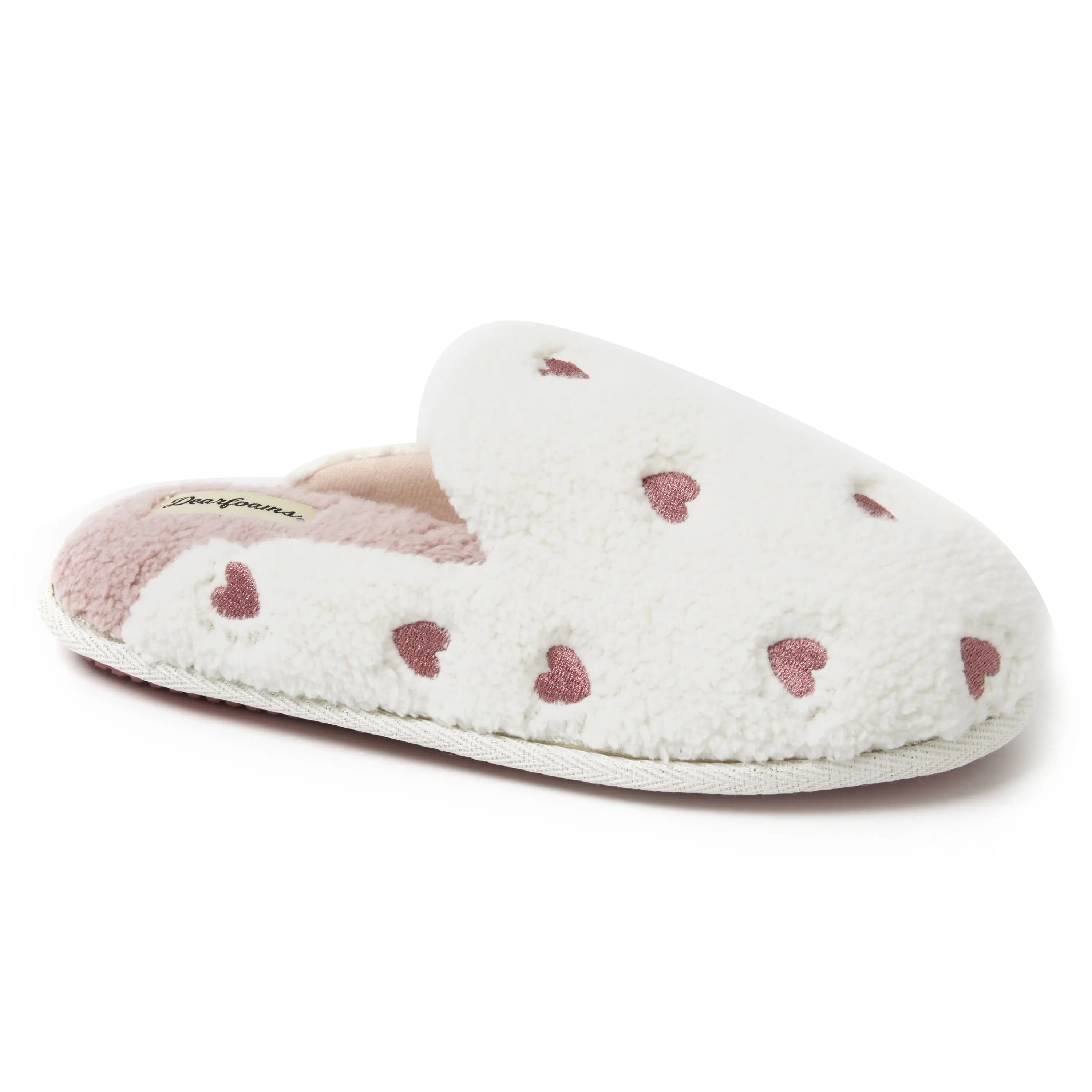 Dearfoams Women's Teddy Faux Fur Scuff Slippers, Soft Cozy House Shoe with Memory Foam, Machine Washable, Footwear