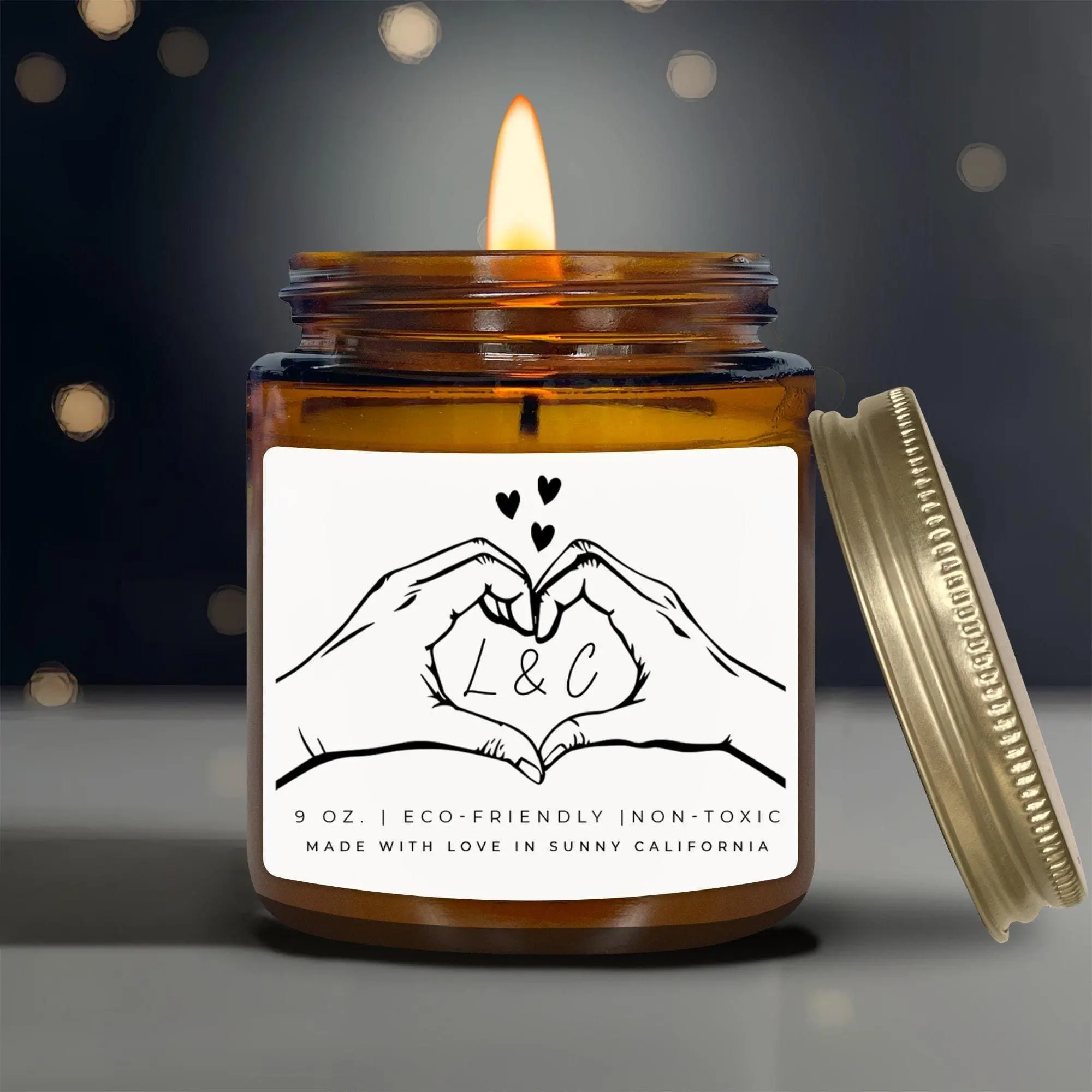 Personalized Couple's Initial Candle, I Love You Candle, Custom Valentines Day Gift, Relationship Gift, Anniversary Candle, (PC-3VAL)
