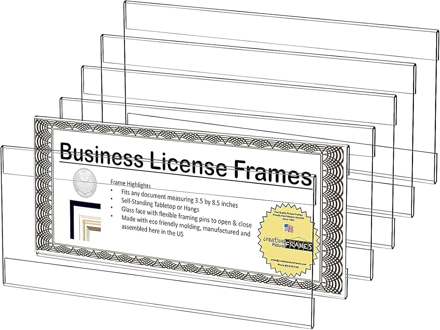 Business License Frame, 6 Pack 4x10 Inch Acrylic Clear Cosmetology License Frame Holder for Wall, License Certificate Holder for Restaurants Office School to Display Important Documents,No Drilling