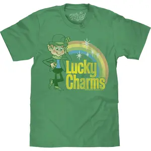 Men's Lucky Charms Big & Tall Round Neck Short-Sleeve Casual Streetwear T-Shirt - Kelly Green Relaxed Everyday Top